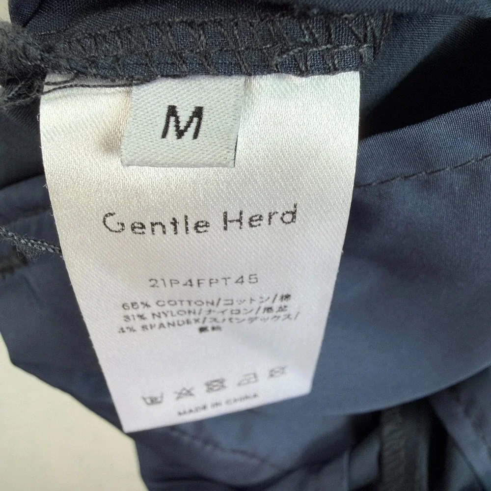 Gentle Herd Womens Utility Cargo Pants Sz M Navy Blue Tapered Pockets Minimalist